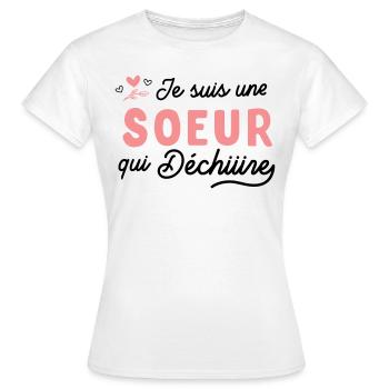 Soeur qui déchire - Cadeau soeur - T-shirt Femme - blanc - Devant - AI Model Female 172 dark (172cm)