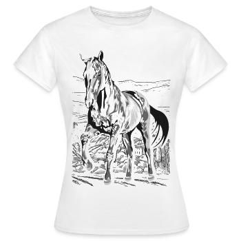 Reiten - Reiter - Reitschule - Schönes Pferd - Frauen T-Shirt - Weiß - Vorne - AI Model Female 172 dark (172cm)