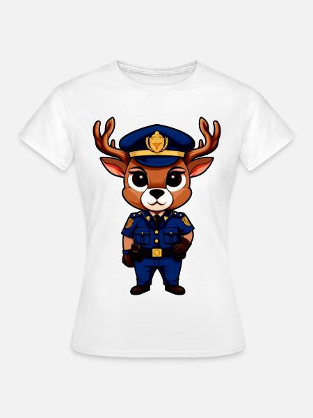 Hirsch Polizei - Frauen T-Shirt - Weiß