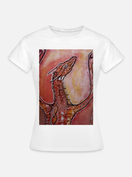 Roter Drache handgemalt - Frauen T-Shirt - Weiß