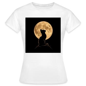 Wolfssilhouette unter Vollmond - Frauen T-Shirt - Weiß - Vorne - AI Model Female 172 dark (172cm)