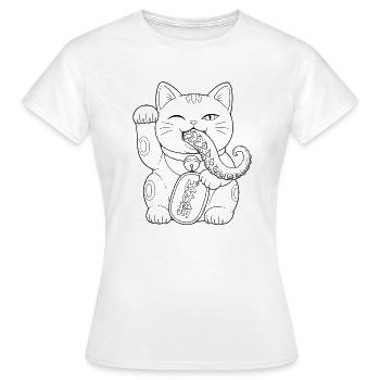 Bakeneko schwarz - Frauen T-Shirt - Weiß - Vorne - AI Model Female 172 dark (172cm)