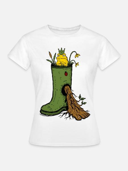 Froschkönig Gummistiefel-Garten-Doodle - Frauen T-Shirt - Weiß
