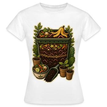 Coupe transversale de jardin de compost de vers - T-shirt Femme - blanc - Devant - AI Model Female 172 dark (172cm)
