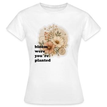Blumenzeit Vintage Bouquet - Frauen T-Shirt - Weiß - Vorne - AI Model Female 172 dark (172cm)