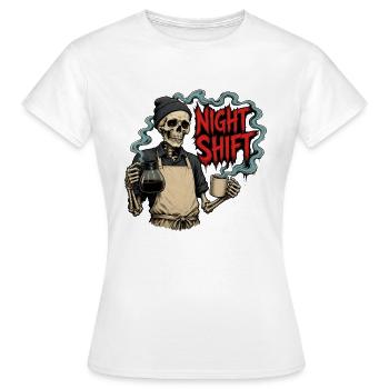 Night Shift Coffee – Barista-Skelett Nachtschicht - Frauen T-Shirt - Weiß - Vorne - AI Model Female 172 dark (172cm)