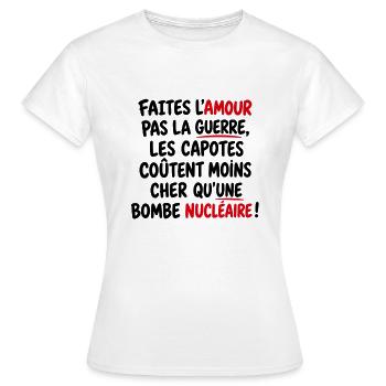 Faites l’amour, pas la guerre - T-shirt Femme - blanc - Devant - AI Model Female 172 dark (172cm)