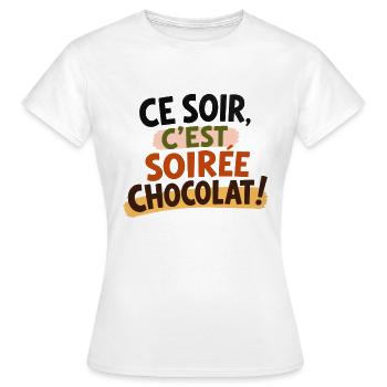 Ce soir, c'est soirée chocolat ! - T-shirt Femme - blanc - Devant - AI Model Female 172 dark (172cm)