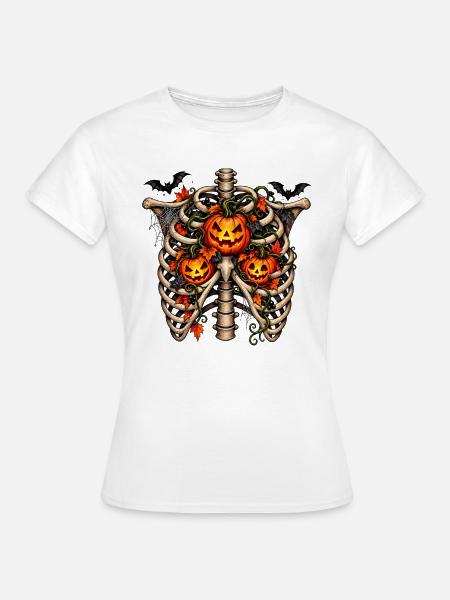 Halloween-Rippen mit Kürbis - Frauen T-Shirt - Weiß