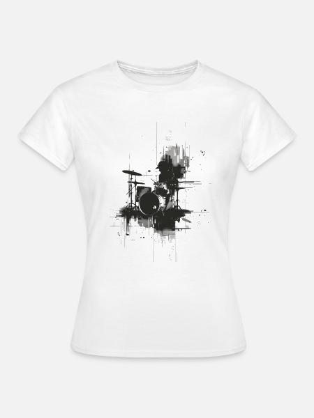 Drumkit Zeichnung - Frauen T-Shirt - Weiß