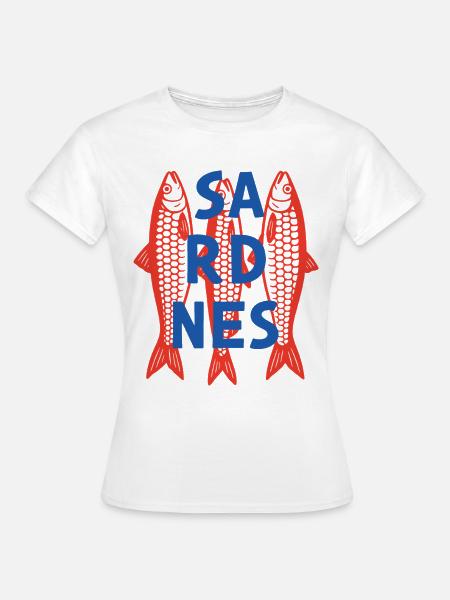 Vintage Sardinen Fischkonserven - Frauen T-Shirt - Weiß
