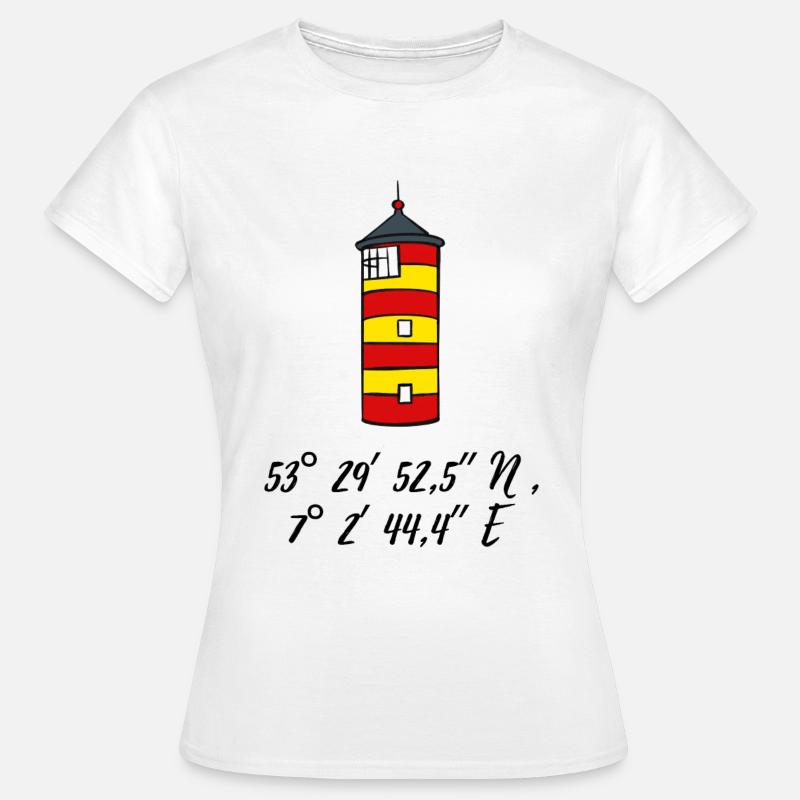Pilsum Lighthouse Coordinates - Women's T-Shirt - white