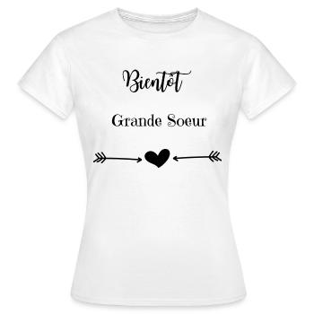 Bientôt Grande Soeur - T-shirt Femme - blanc - Devant - AI Model Female 172 dark (172cm)