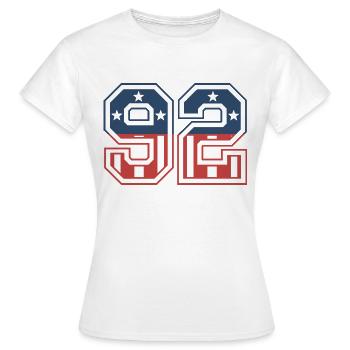 Nummer 92 USA - Frauen T-Shirt - Weiß - Vorne - AI Model Female 172 dark (172cm)
