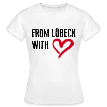 DE LÜBECK WITH LOVE Lübeck Amour - T-shirt Femme - blanc - Devant - AI Model Female 172 dark (172cm)