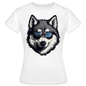Husky avec des lunettes de soleil - T-shirt Femme - blanc - Devant - AI Model Female 172 dark (172cm)