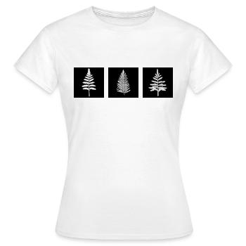 Drei Blätter im Wind - Frauen T-Shirt - Weiß - Vorne - AI Model Female 172 dark (172cm)