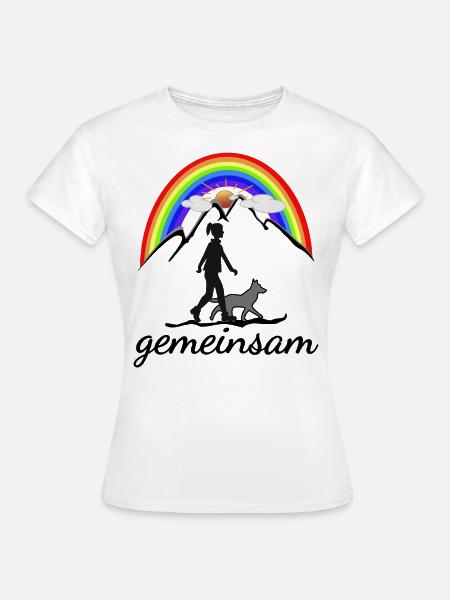 Hund und Frau gemeinsam - Frauen T-Shirt - Weiß