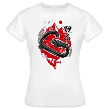 Mousqueton d'escalade Japon escalade - T-shirt Femme - blanc - Devant - AI Model Female 172 dark (172cm)