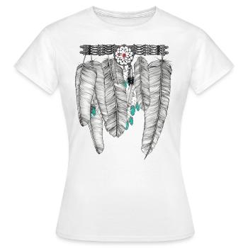 Feather - Women's T-Shirt - white - Front - AI Model Female 172 dark (172cm)
