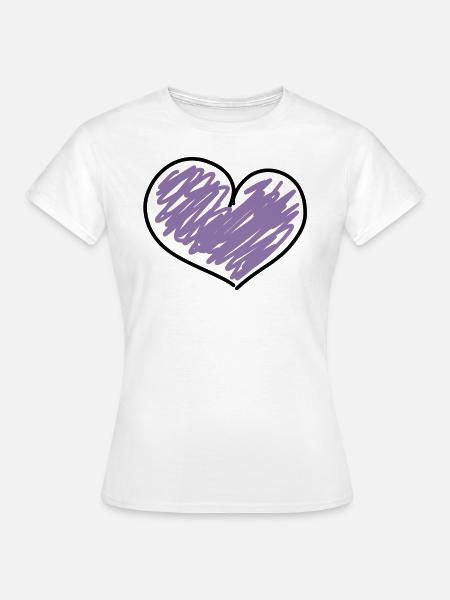 lila Herz - Frauen T-Shirt - Weiß