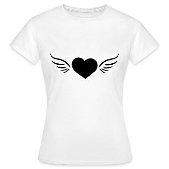 heart angel wings symbol protector - Women's T-Shirt - white - Front - AI Model Female 172 dark (172cm)