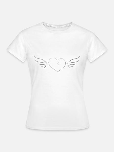 silber Herz Engel Symbol Flügel - Frauen T-Shirt - Weiß