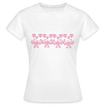 rosa schleifen linie blumen pflanzen - Frauen T-Shirt - Weiß - Vorne - AI Model Female 172 dark (172cm)