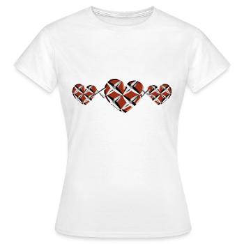 drei Herzen rot gefangen Kreuze - Frauen T-Shirt - Weiß - Vorne - AI Model Female 172 dark (172cm)