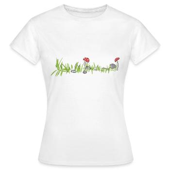 Herbe Nature Champignon Surface Sol - T-shirt Femme - blanc - Devant - AI Model Female 172 dark (172cm)