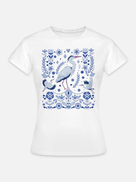 Großer Blaureiher Volkskunst - Frauen T-Shirt - Weiß