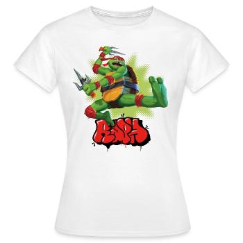 TMNT Mutant Mayhem Avec Turtle Raph - T-shirt Femme - blanc - Devant - AI Model Female 172 dark (172cm)
