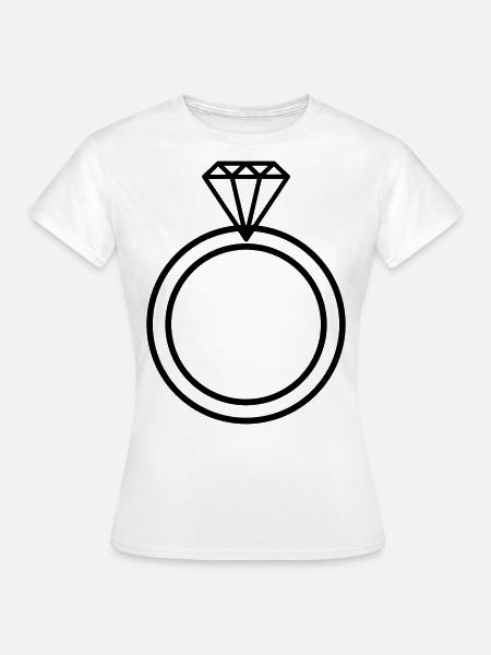 Diamantring Heiratsantrag Verloben - Frauen T-Shirt - Weiß