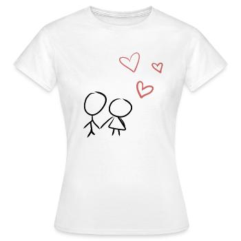 herz liebespaar liebe - Frauen T-Shirt - Weiß - Vorne - AI Model Female 172 dark (172cm)