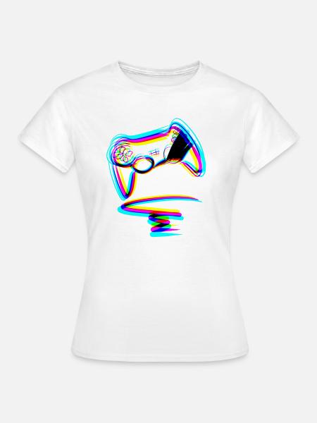 controller gamer zocken linien effekt - Frauen T-Shirt - Weiß