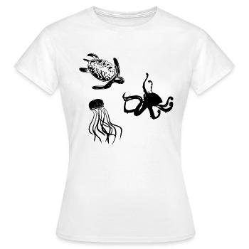 animaux animaux marins nature sous-marine motif - T-shirt Femme - blanc - Devant - AI Model Female 172 dark (172cm)