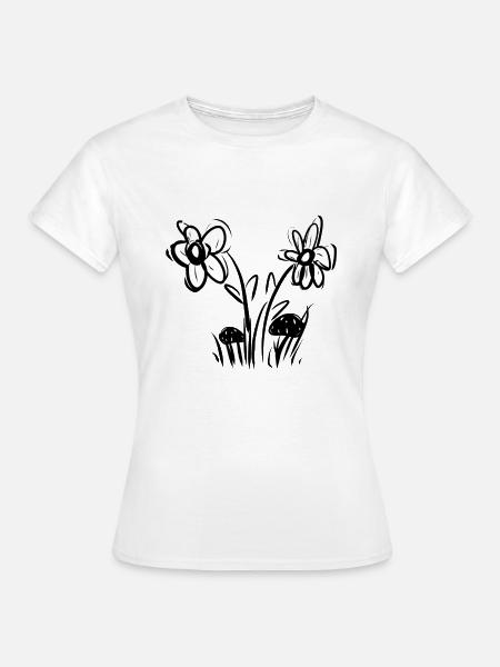 blumen symbol blume muster rosa grass pilze - Frauen T-Shirt - Weiß