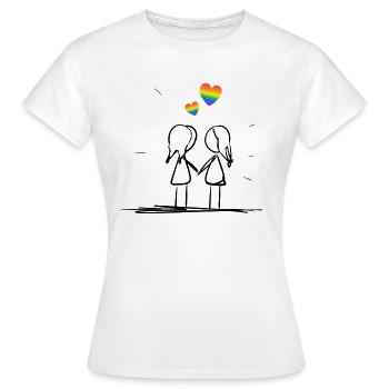 lesbisches Liebespaar - Frauen T-Shirt - Weiß - Vorne - AI Model Female 172 dark (172cm)