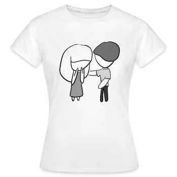 trösten helfen menschen vertrauen zusammenhalt - Frauen T-Shirt - Weiß - Vorne - AI Model Female 172 dark (172cm)