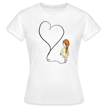 heart love girl symbol thread - Women's T-Shirt - white - Front - AI Model Female 172 dark (172cm)