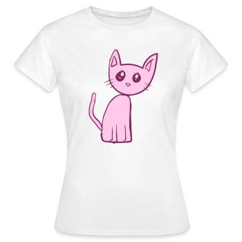 Chat rose animal animal mignon - T-shirt Femme - blanc - Devant - AI Model Female 172 dark (172cm)