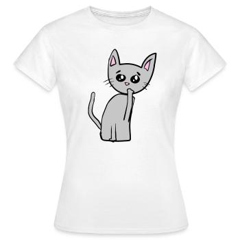Triste Chat Animal Symbole Triste - T-shirt Femme - blanc - Devant - AI Model Female 172 dark (172cm)