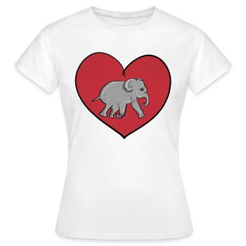 rotes Herz Tierliebe Elefant - Frauen T-Shirt - Weiß - Vorne - AI Model Female 172 dark (172cm)
