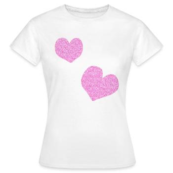 zwei rosa herzen glitzer herz - Frauen T-Shirt - Weiß - Vorne - AI Model Female 172 dark (172cm)