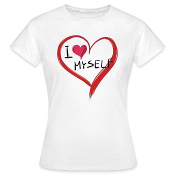Je m’aime coeur texte symbole forme - T-shirt Femme - blanc - Devant - AI Model Female 172 dark (172cm)