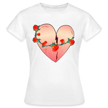 herz rosen narben rot symbol - Frauen T-Shirt - Weiß - Vorne - AI Model Female 172 dark (172cm)