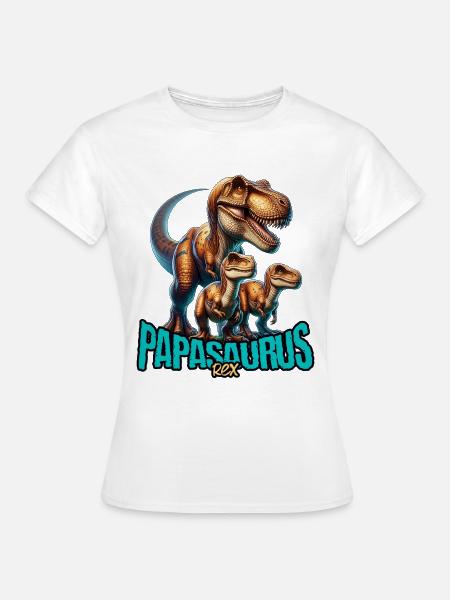 Papasaurus Rex - Frauen T-Shirt - Weiß
