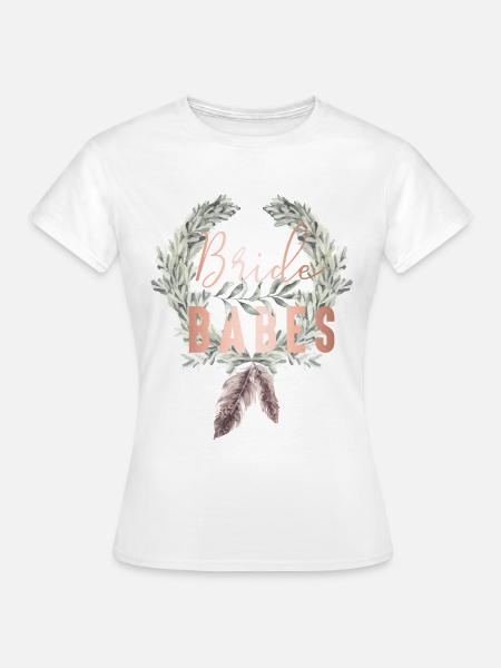 Boho Bride Babes Lorbeerkranz - Frauen T-Shirt - Weiß