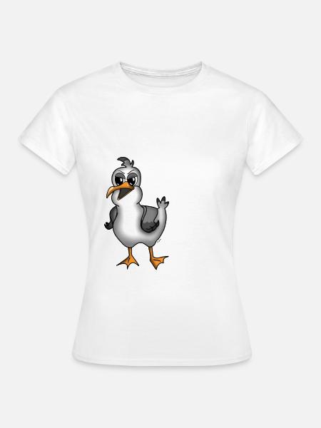 PLATTDEUTSCHER SPRUCH MIT MÖWE - Frauen T-Shirt - Weiß