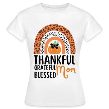 Thankful Mom Mom Autumn Leaves Gratitude - Women's T-Shirt - white - Front - AI Model Female 172 dark (172cm)